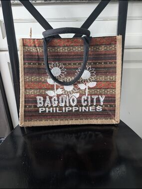 Baguio City Philippines Sunflower Jute Tote Bag Bohenian
